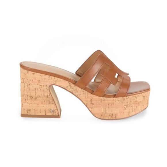 Sam Edelman Dev Leather Platform Sandals Slip on Retro Sz 7 - Picture 1 of 12